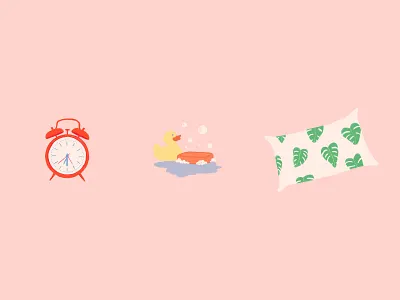 Snooze bubbles clock app illustration pillow sleep