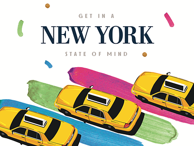 New York Poster cab celebration confetti paint taxi