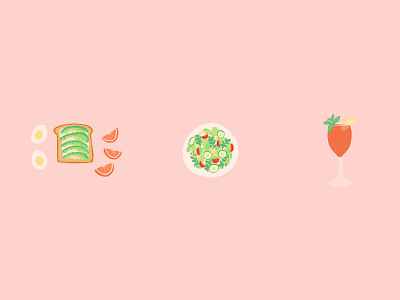 Yum avocado toast drinks food illustration salad