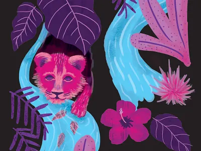 Coffee Cub bay coffee digital painting ethiopia illustration jungle lion packaging plants reno river tahoe