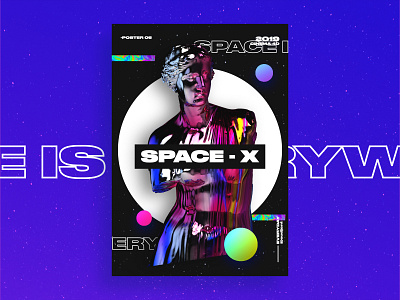 Space-x Poster 61dayposter ae c4d challenge design everyday poster pushka space typography