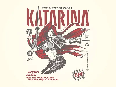 Comic Collection Kat collection comic cover hoodie illustration kat katarina league of legends merch riot games t shirt typography vector videogame