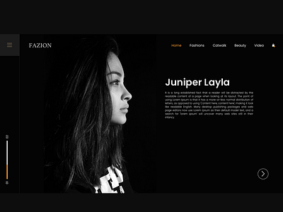 FAZION - Landing Page dark mode design fashion brand home page design interaction landing page design menubar photo product promo scroll scroll animation sketch typography ui ux video web website