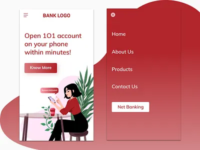 Open Account within a minutes in your mobile- Mobile Version bank design figma illustration landingpage mobile product responsive responsive design uiux