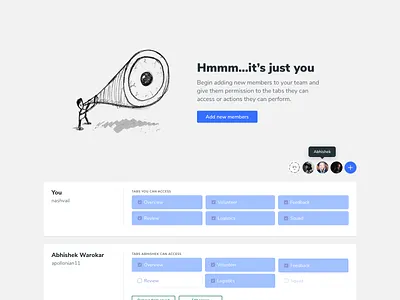 Team view add design illustration minimal modal new sketch tabs team ui