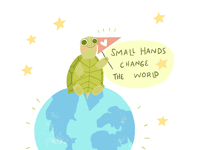 Small hands change the world design digital digital illustration digital painting draw illustration illustration art ipad ipad pro kidsillustration paint procreate turtle
