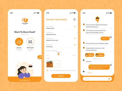 Food Donation Application app concept app design app development chatbot design donate food and beverage food and drink food app food donation food illustration food safety hunger ngo photoshop poor share ui ui designer uidesign