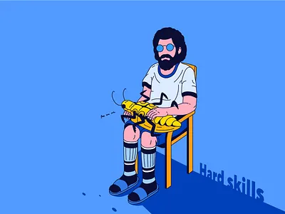 🐞Hard skills 😎 bugs chair dark hand illustration man professional skill