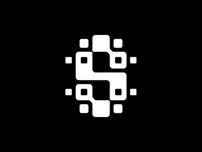 S + QR Code geometric grid letter logo logotype monogram qr code simple logo symbol