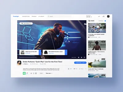 Video Player clean design music play ui ux video web website youtube