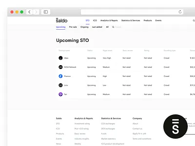 STO Page clean simple design ui web desgin