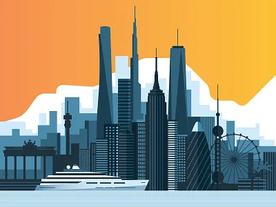 Cityscapes berlin building clouds landmarks london new york skyscraper water yacht