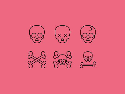 Skull Icon Set bone icon design icon icon design icon set iconography icons icons pack illustration skull skull and crossbones skull icon skull icons skulls ui
