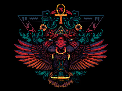 LION OWL ANKH animal illustration apparel apparel design clothing clothing brand clothing company clothing design clothing label design illustration illustration digital illustrator art lion merch design merchandise design owl rabbit tshirt design tshirt graphics vector