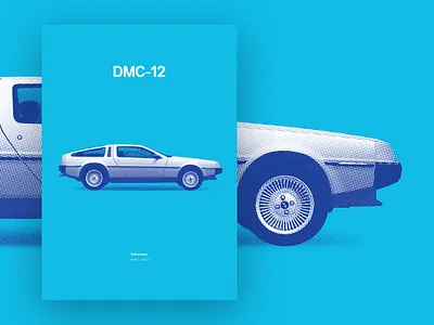 DeLorean - DMC-12 [poster] automobile automotive automotive design back to the future blue car delorean dmc 12 dmc12 dot pattern giorgetto giugiaro poster poster a day poster art poster design posters silkscreen silkscreen print time machine