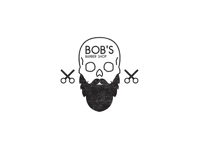 Bob's Barber Shop - logo barber barbershop beard bob branding challenge daily dailylogochallenge design hair haircut hipster icon learning logo moustache scissors skull vector
