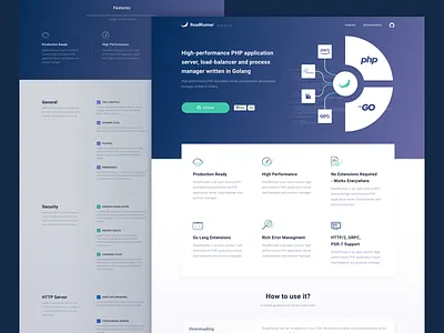 PHP Application Server Website clean design fireart fireart studio gradient icons landing modern php php script tech ui web website