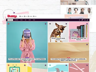 Buzzy - Masonry Home colorful design digital magazine media modern news news design post publisher publishing social theme trend ux ui viral vivid web design wordpress wordpress blog