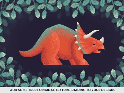 Modern Impressionist Triceratops brush brushes camouflage dino dinosaur dinsosaurs forest illustrator leaves scales texture triceratops vector