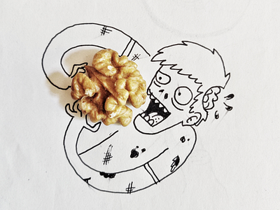 Nuuuts! 🧟‍♂️ drawing illustration line nut nuts zombie