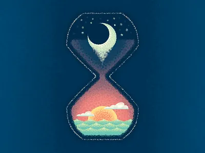 Impressionist Hour Glass brushes cloud clouds day 1 hour hour glass hourglass illustrator impressionism impressionist moon night sand sun texture time vector