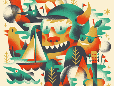 ⛵️🌝🎸🐟🍐 gig poster illustration nature poster