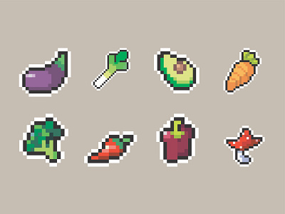 Vegetable 8bit avacado carrot design illustration pixelart vector vector illustration vegetable