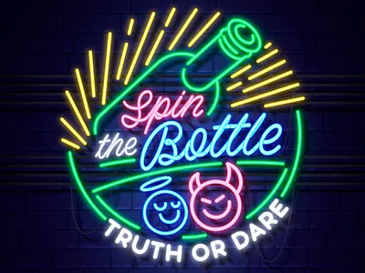 Inicio logo logotype neon lights spin the bottle uidesign uiux