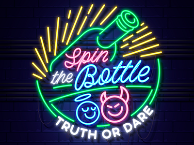 Inicio logo logotype neon lights spin the bottle uidesign uiux