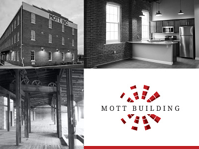 Mott Building Branding apartment brick building history modern old building restored retor modern windmill