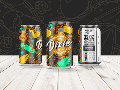Dixie Brewery Beer Can Crowlers beer art brewery brewery logo craft beer packaging design product design