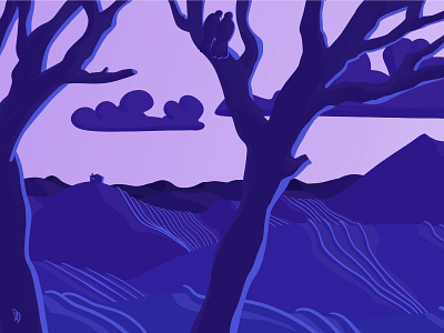 Purple artwork birds brush clouds design flat flat illustration flatdesign hills illustration procreate sketch skyline