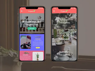 Organica Tea adobe app branding design icon logo mobile ui mobile user interface photoshop sketch sketch app ui user experience user interface design userinterface ux vector