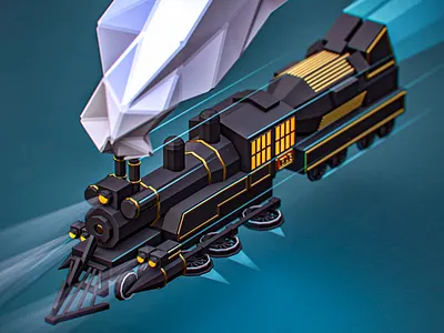 Emmett Brown Time Express cartoon graphicdesign ilustraton isometric lowpoly timetravel train