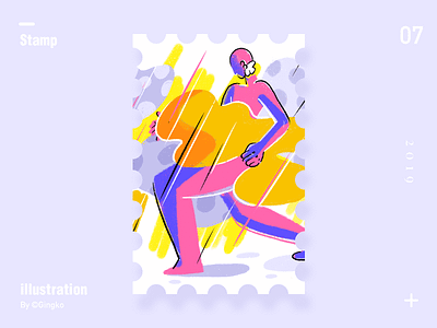 stamp 07 girls illustrations stamp