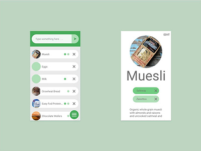 Shopping List Layout app design flat green list mobile modern ui