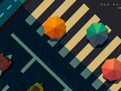 sun rain illustration practice scene sunset vector warm color zebra crossing