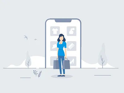 Set of illustrations for eCommerce Survey App adobe app application blue commerce ecommerce app gray illustrations illustrator landing landingpage shop shopping store survey surveying ui ui design ux webdesign