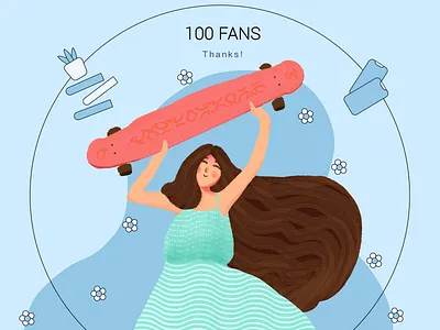 Thanks! blue design girl illustration red 插画