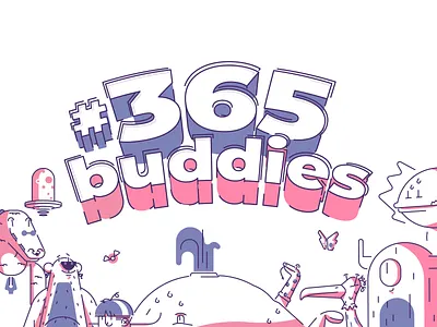 #365buddies aligator bear birds butterfly illustration line minimal monster simple sock puppet ufo
