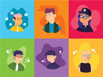 Friends and Colors colors friends humans illustration men people people illustration profiles women