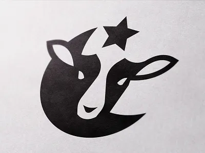 Logo for family owned farm animal black bold branding cow farm halal identity islam lamb logo meat minimal moon negative organic simple space star white