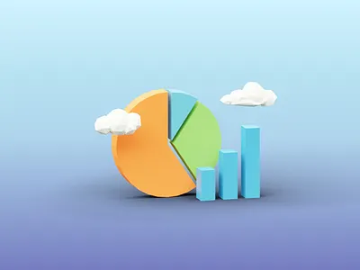 Low poly pie chart 3d blender illustration render