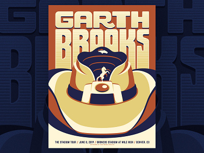 Garth Brooks - Broncos Stadium at Mile High add noise studios colorado concert denver denver broncos garth brooks gig poster illustration mile high poster screenprint silkscreen stadium tour