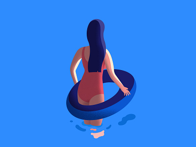 Summer Pool 2d 2d flat illustration character illustration clean flat geometric illustration pool water woman woman icon woman logo woman simming woman vector