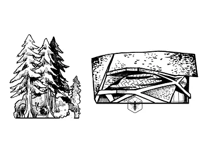 City Map 3 architecture black and white botanical hand drawn handdrawn illustration ink