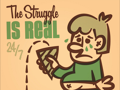 Struggle ice cream illustration retro sad struggle vector vintage