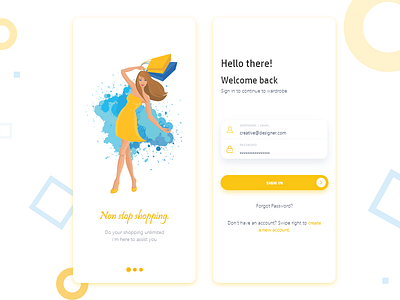 Shopping - Mobile Design app app design clean clean design colorful concept app concept design ecommerce ecommerce design illustration login mobile app mobile ui shopping shopping app sign in splash page ui ux