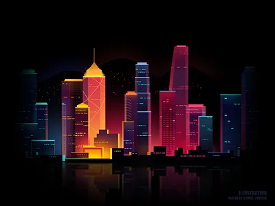 City night scene city design flat forever icon illustration minzi ui
