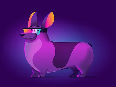 Mars the Corgi ar glasses corgi dog dog illustration illustration mascotte neon personage vector